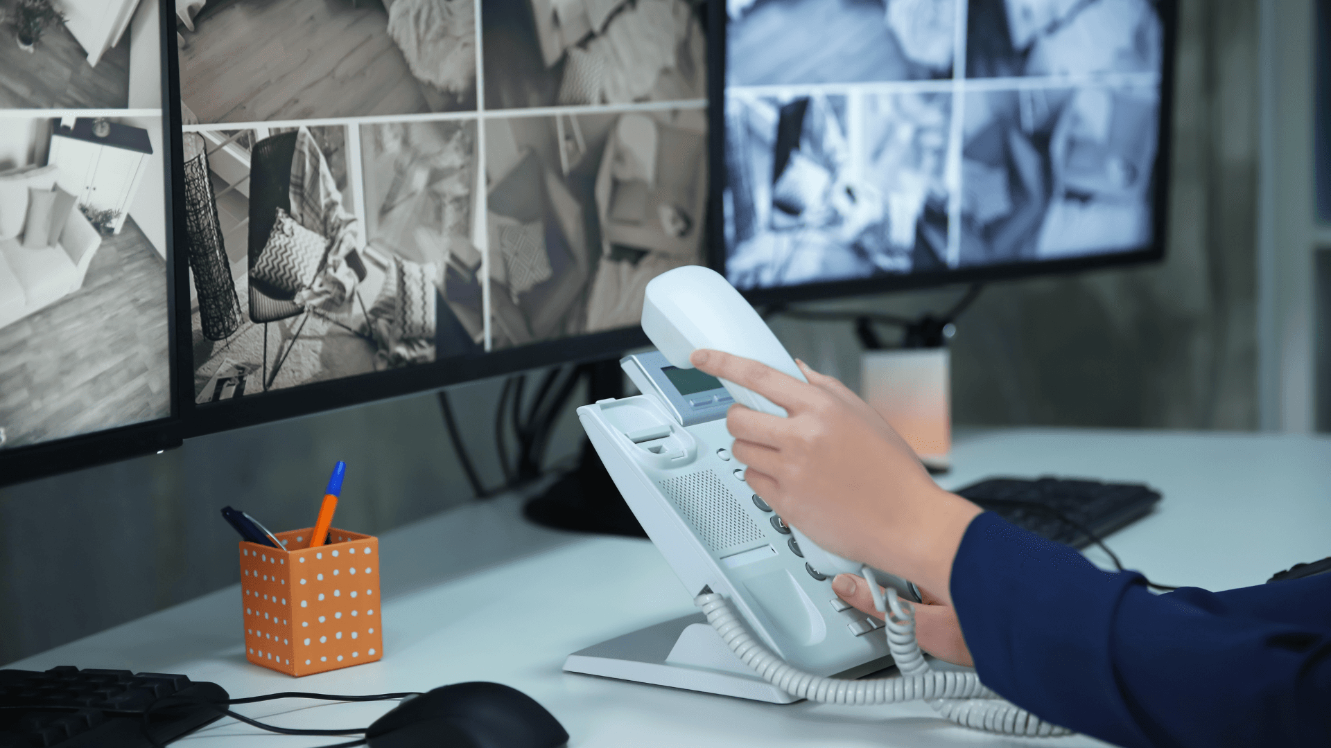 Sistema de monitoramento eletrônico em ambiente empresarial com câmeras e controle em tempo real